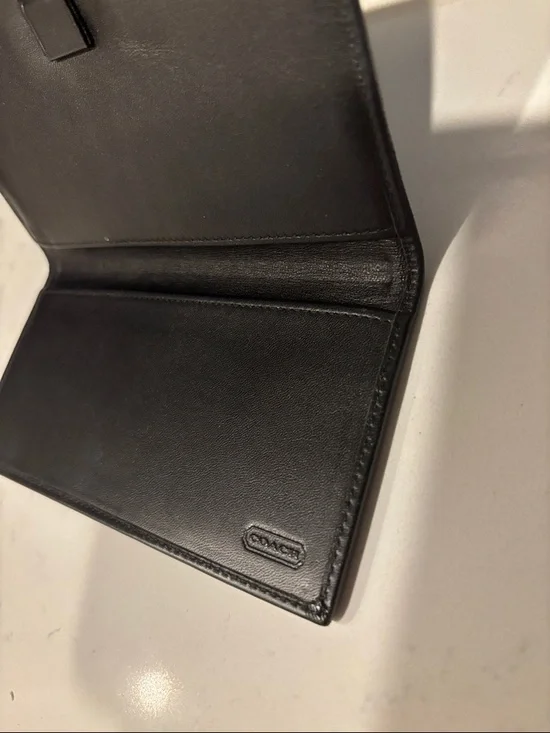 Coach Black Signature Canvas / leather Check Holder with White Stitching - Picture 3 of 3